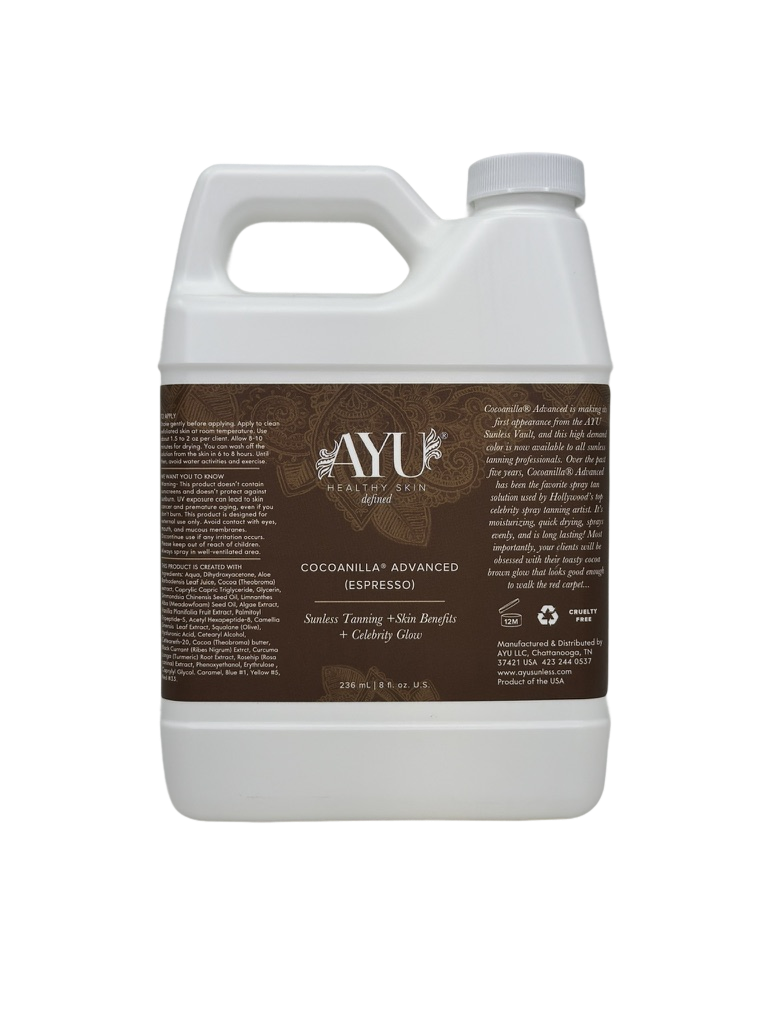 AYU Sunless Cocoanilla Advanced Espresso 32 oz spray tan solution bottle