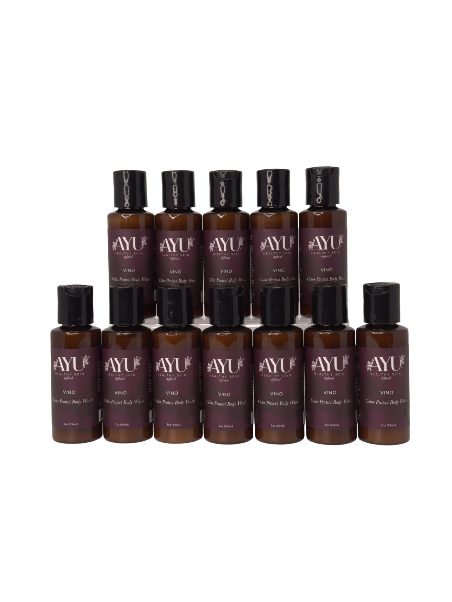 AYU Sunless Vino Color Protect Body Wash 2 oz bottles, pack of 12