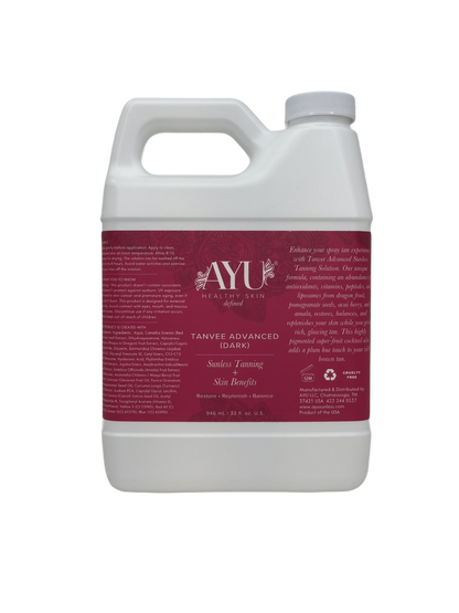 AYU Sunless Tanvee Advanced Dark professional spray tan solution, 32 oz bottle
