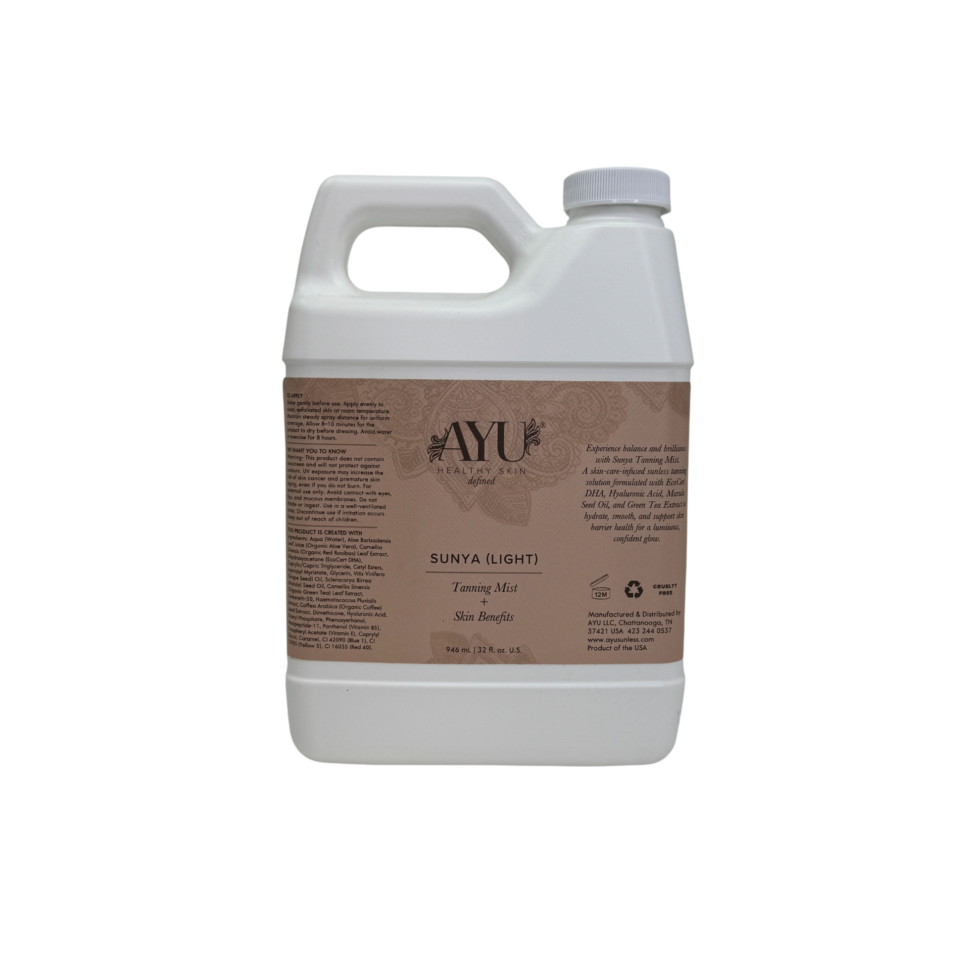 AYU Sunless Sunya Tanning Mist Light 32 oz bottle