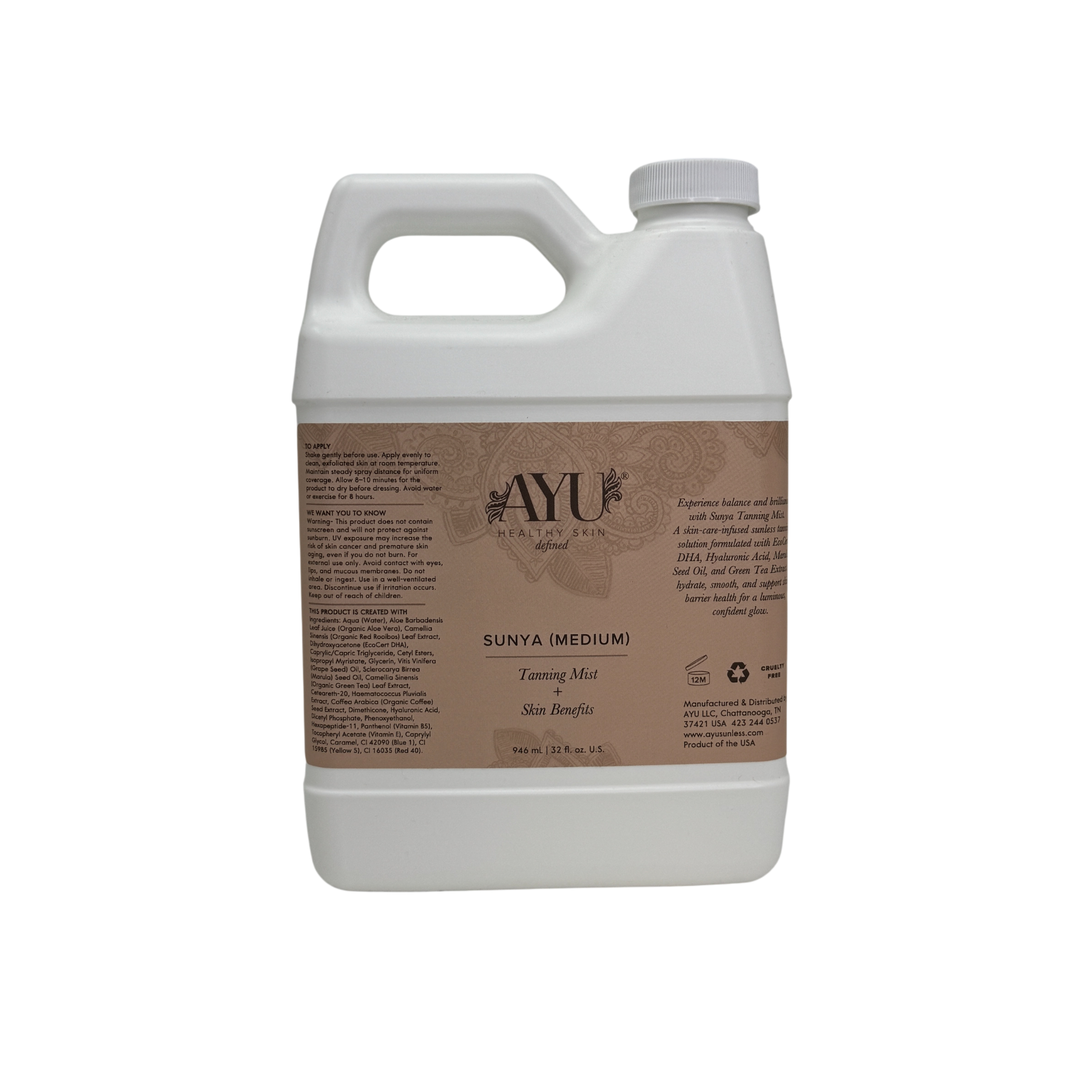 AYU Sunless Sunya Tanning Mist Medium 32 oz bottle